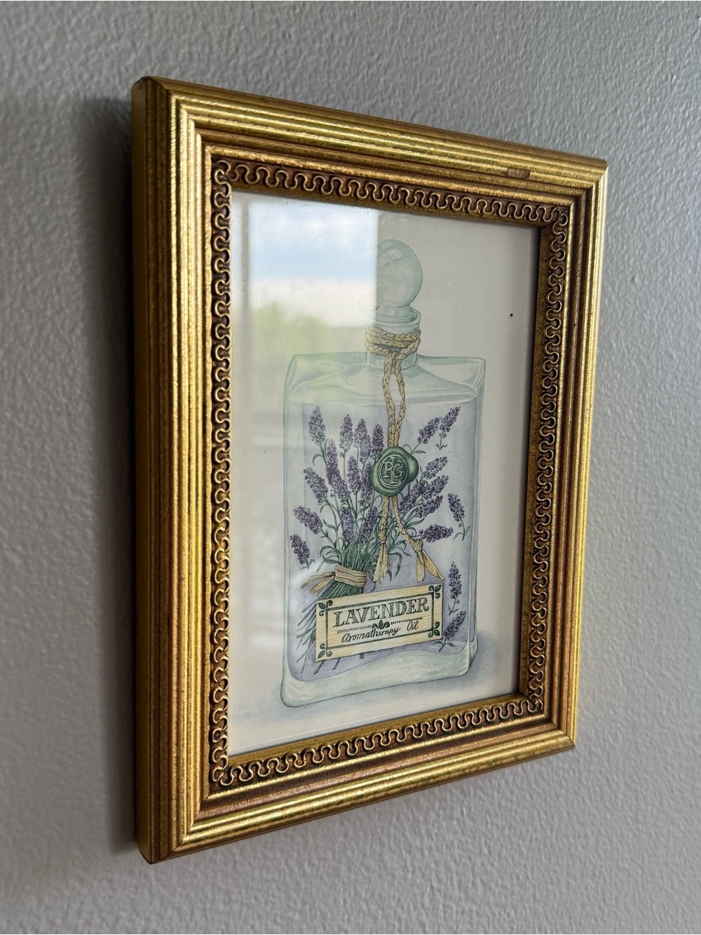 Bottle Of Lavender Aromatherapy Oil Framed Art Print Golden Frame 6.5x8.5” - Picture 2 of 4